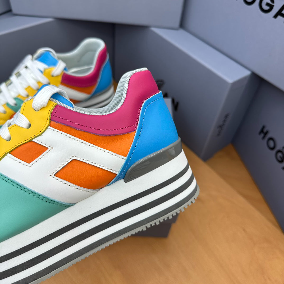 Women Colorful Patchwork Platform Sneakers Black White Striped Wedge Casual Shoes