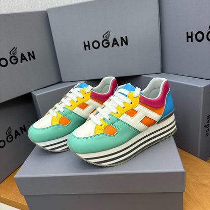 Women Colorful Patchwork Platform Sneakers Black White Striped Wedge Casual Shoes