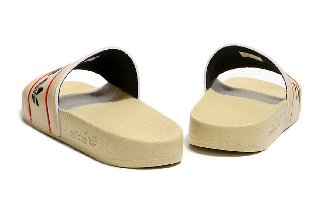 Adidas Originals Adilette Sand Beige/Black/Red Logo Slide Sandals GX6966