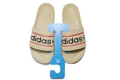 Adidas Originals Adilette Sand Beige/Black/Red Logo Slide Sandals GX6966