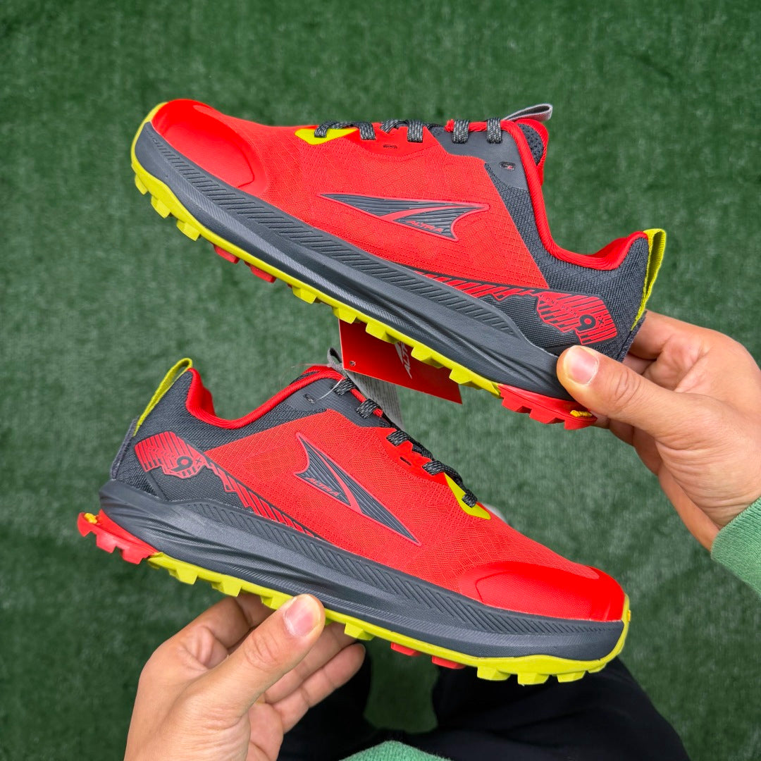 Altra Lone Peak 7 Red Grey Yellow Zero Drop Breathable Trail Running Sneakers