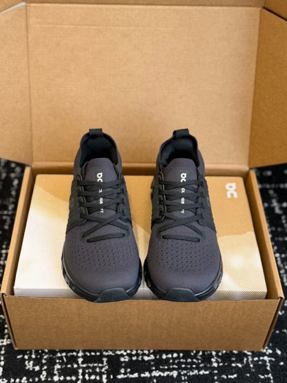On Cloudswift 4 All Black Knit Mesh Jogging Training Sneakers