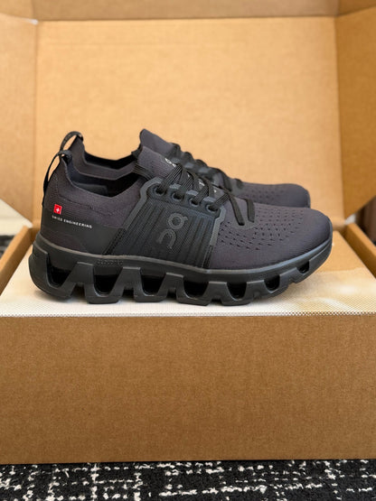 On Cloudswift 4 All Black Knit Mesh Jogging Training Sneakers