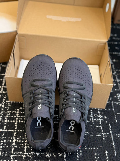 On Cloudswift 4 All Black Knit Mesh Jogging Training Sneakers
