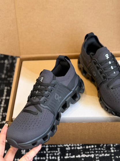 On Cloudswift 4 All Black Knit Mesh Jogging Training Sneakers
