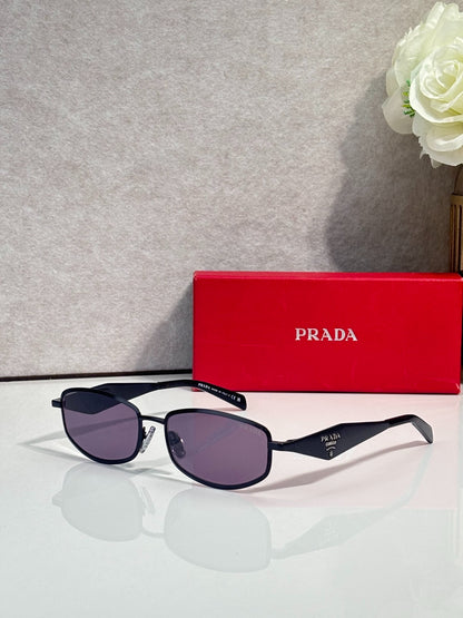 Prada Black Metal Rectangular Eyeglasses Frames with Clear Lenses