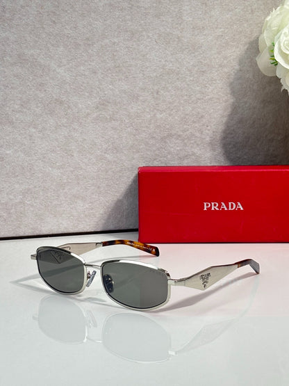 Prada Black Metal Rectangular Eyeglasses Frames with Clear Lenses