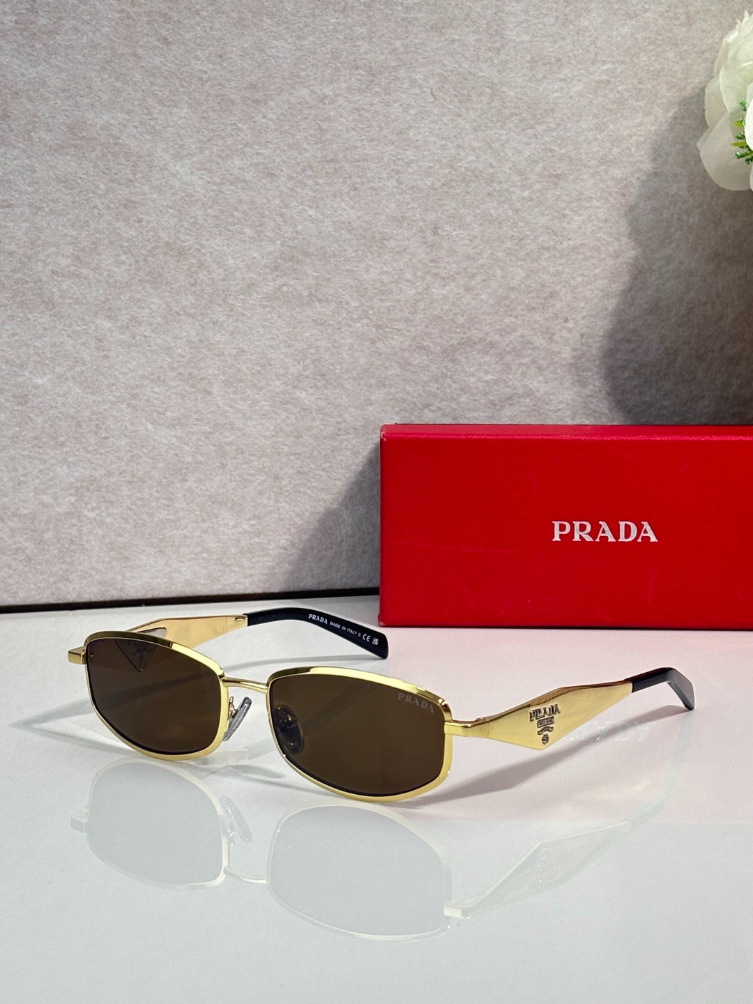 Prada Black Metal Rectangular Eyeglasses Frames with Clear Lenses