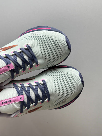 Brooks Women's Ghost 15 Neutral Road Running Shoes (Oyster/Indigo/Pink)