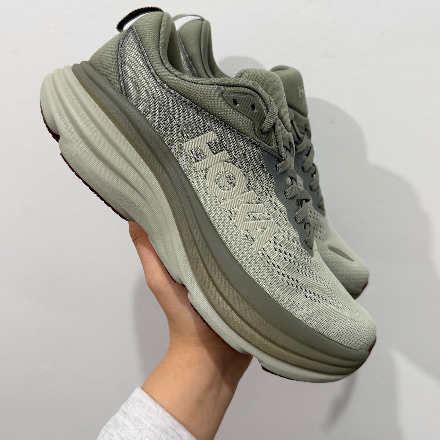 HOKA Bondi 8 Olive Haze Athletic Shoes