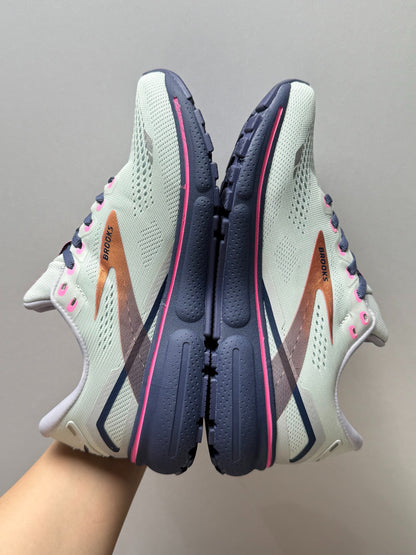 Brooks Women's Ghost 15 Neutral Road Running Shoes (Oyster/Indigo/Pink)