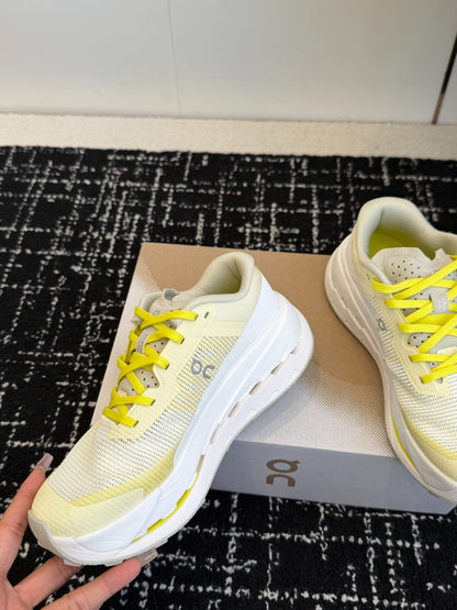 Cloudmonster Off White Lemon Yellow Cushioned Running Shoes Unisex Monster Chunky Sole Athletic Trainers