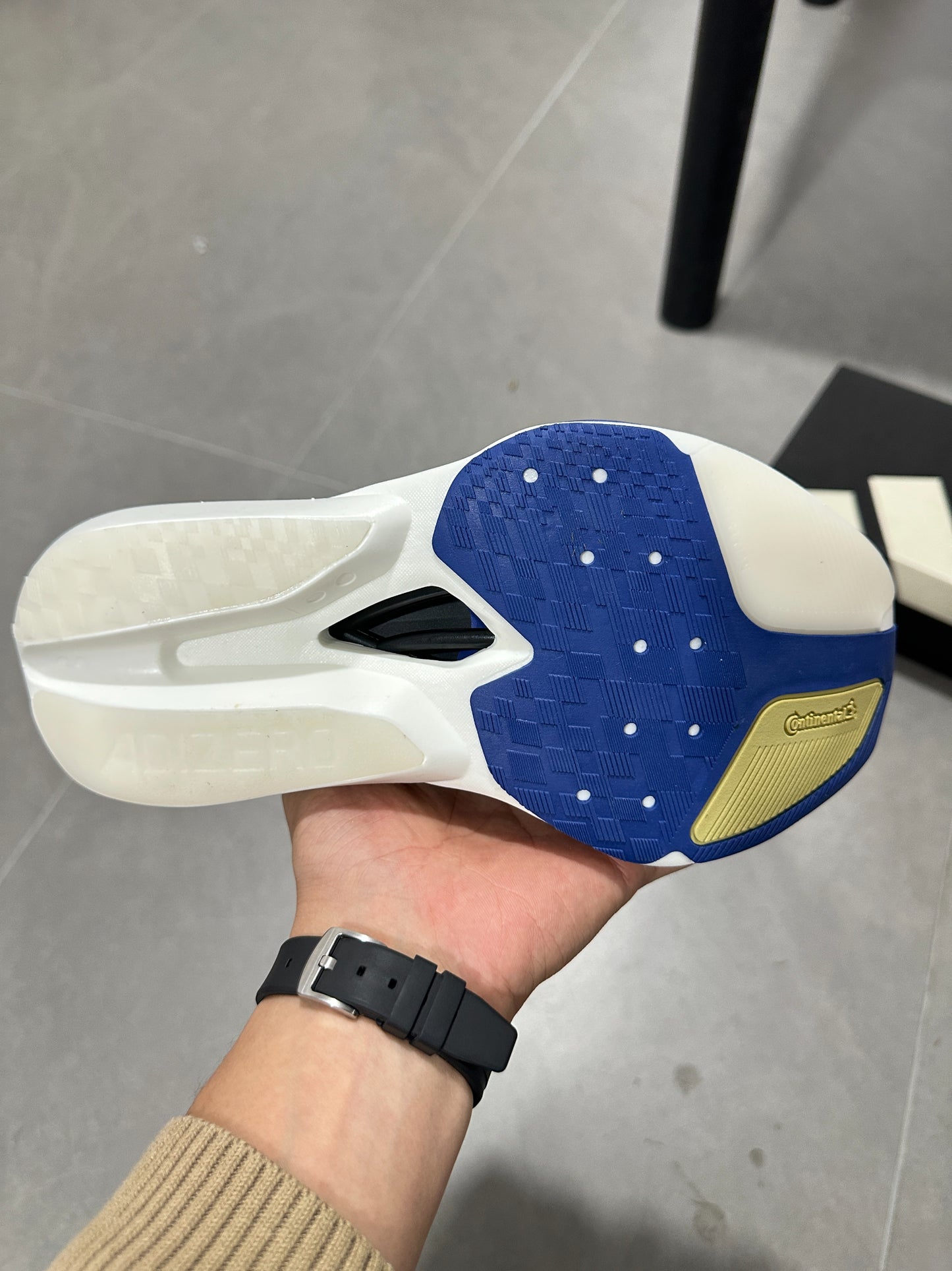 Adidas ADIZERO PRIME X3 STRUNG (Cloud White / Blue / Yellow colorway)