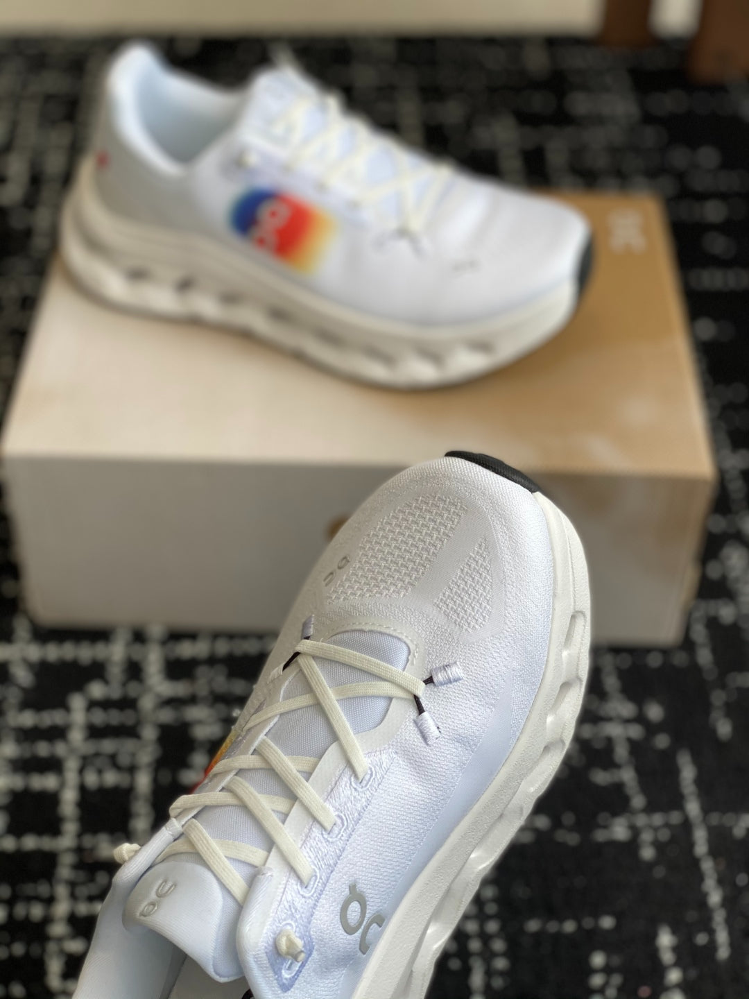 Cloudtilt Cushioned Running Sneakers White Rainbow Gradient Breathable Mesh Sport Shoes Unisex