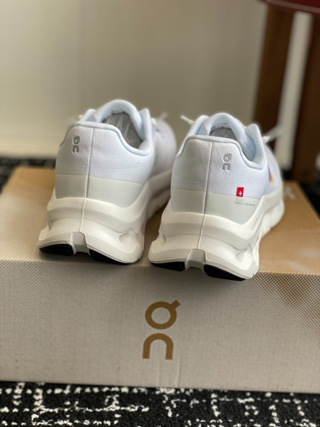Cloudtilt Cushioned Running Sneakers White Rainbow Gradient Breathable Mesh Sport Shoes Unisex