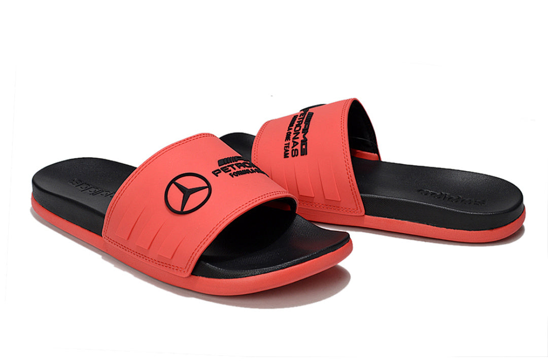 Adidas x Mercedes AMG Petronas F1 Adilette Slides Red Black Custom-Edition