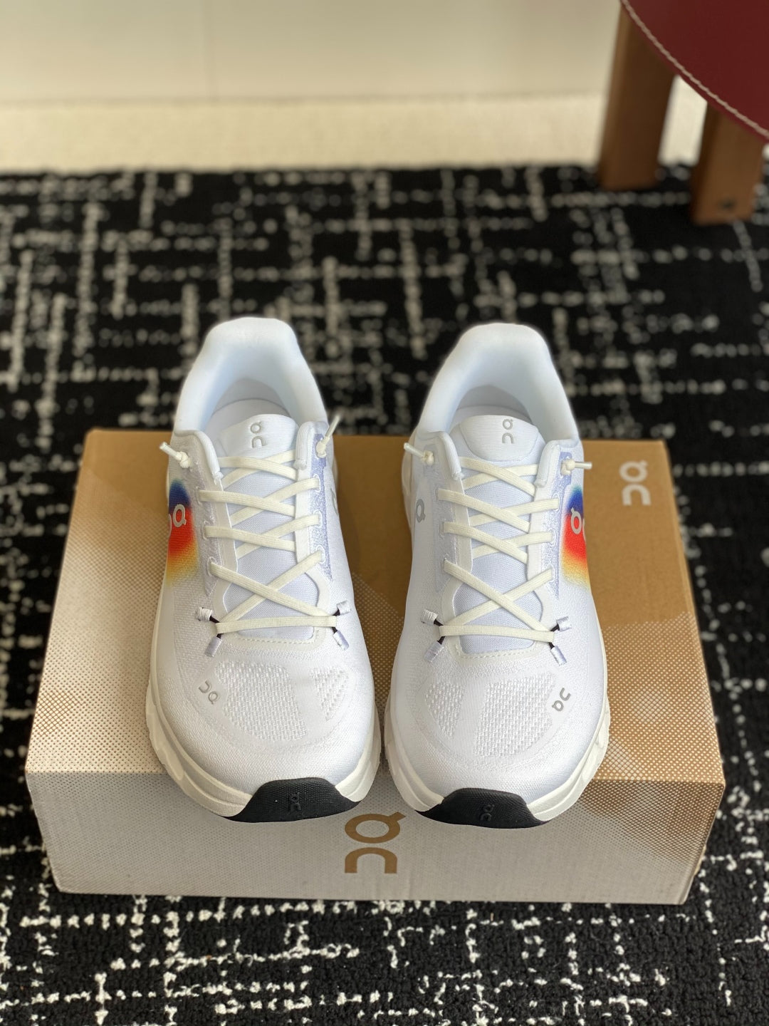 Cloudtilt Cushioned Running Sneakers White Rainbow Gradient Breathable Mesh Sport Shoes Unisex