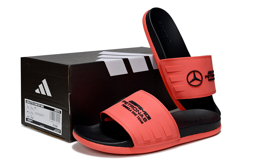 Adidas x Mercedes AMG Petronas F1 Adilette Slides Red Black Custom-Edition