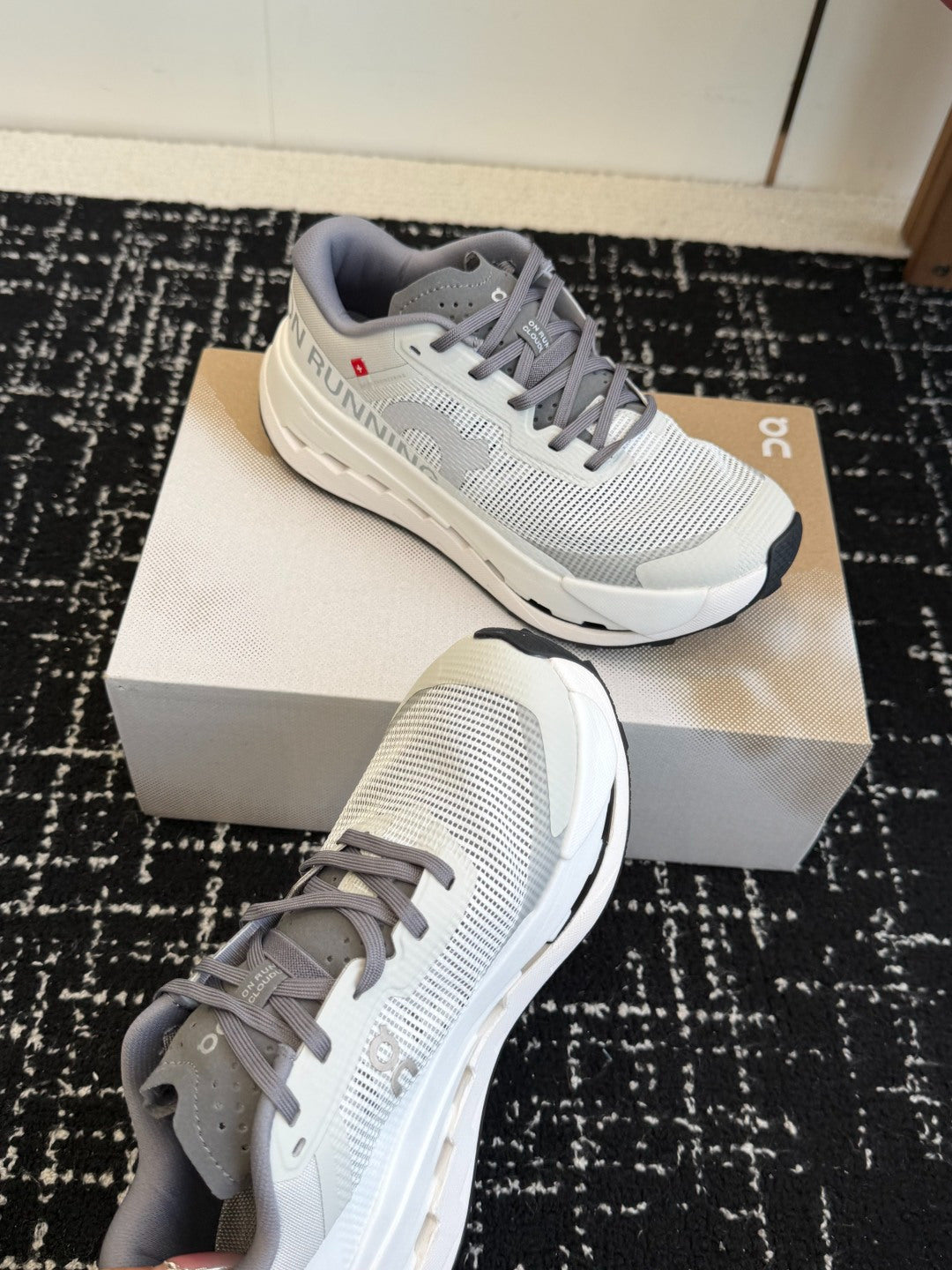 Cloudmonster White Grey Cushioned Running Shoes Unisex Monster Chunky Sole Athletic Trainers