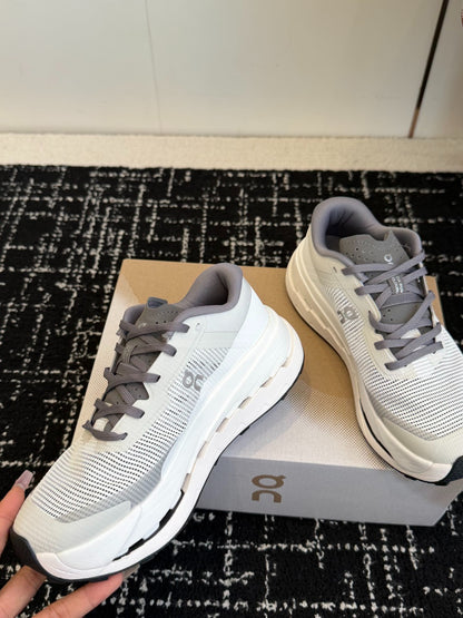 Cloudmonster White Grey Cushioned Running Shoes Unisex Monster Chunky Sole Athletic Trainers