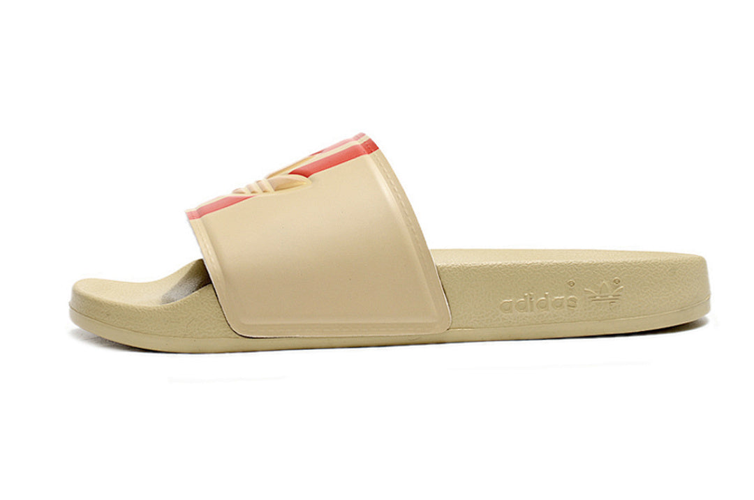 Adidas Originals Adilette Sand Beige/Red/Gold Trefoil Slide Sandals GX6970