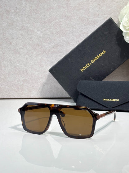 Dolce & Gabbana Tortoiseshell Aviator Sunglasses with Brown Lenses