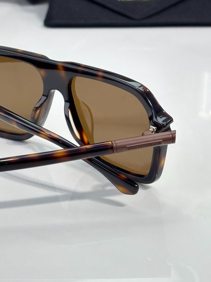 Dolce & Gabbana Tortoiseshell Aviator Sunglasses with Brown Lenses
