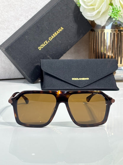 Dolce & Gabbana Tortoiseshell Aviator Sunglasses with Brown Lenses
