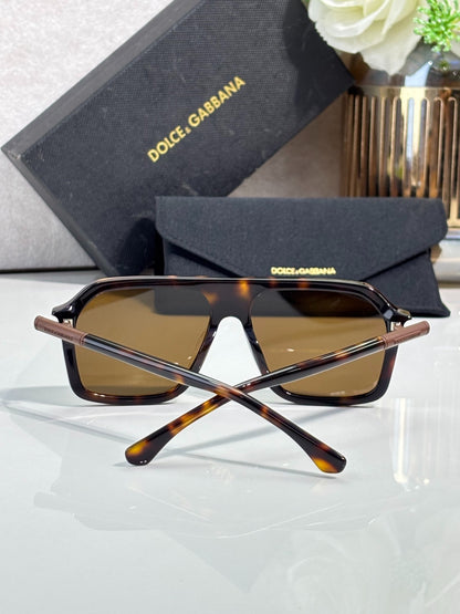 Dolce & Gabbana Tortoiseshell Aviator Sunglasses with Brown Lenses