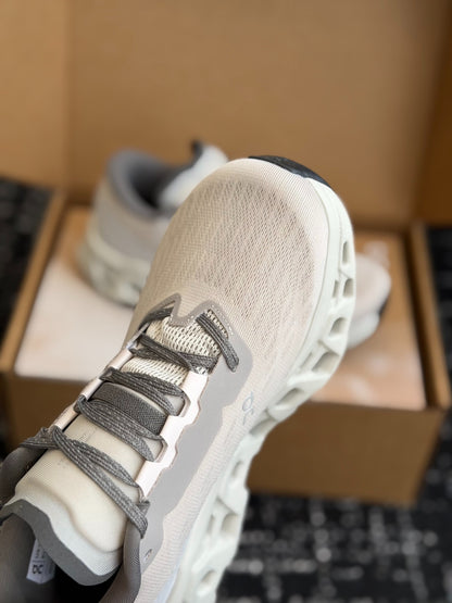 On Cloudmonster 3 Cushioned Road Running Sneakers Grey White
