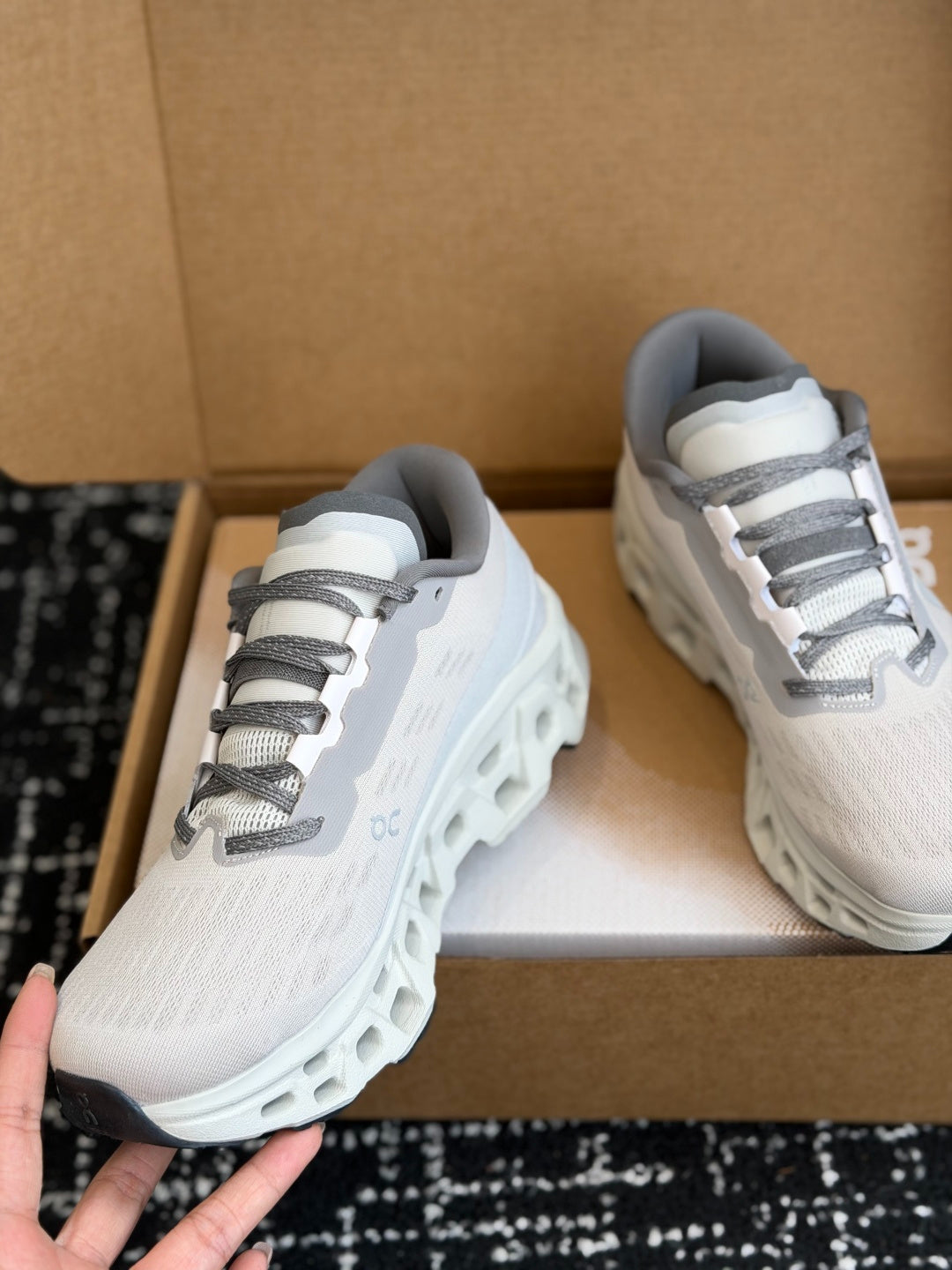 On Cloudmonster 3 Cushioned Road Running Sneakers Grey White