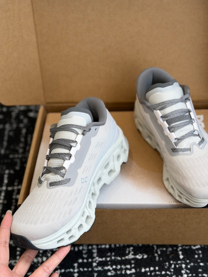 On Cloudmonster 3 Cushioned Road Running Sneakers Grey White