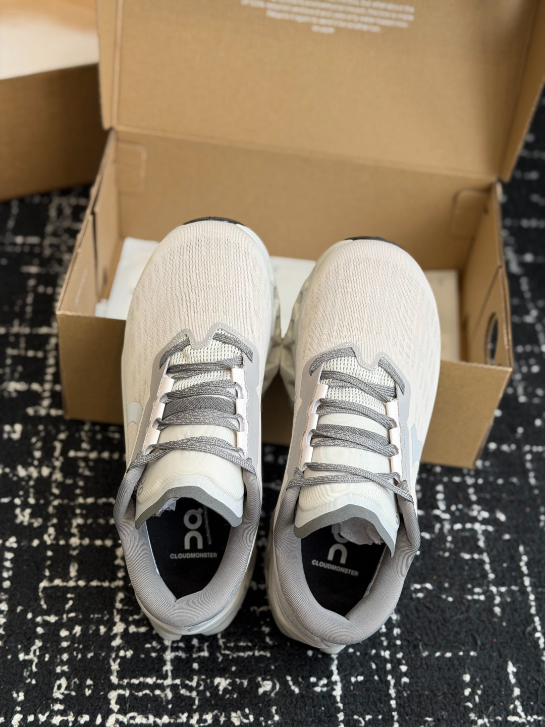 On Cloudmonster 3 Cushioned Road Running Sneakers Grey White