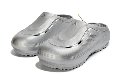 Adidas Adilette Platform Clogs Silver Metallic Slip-On Recovery Shoes JH9855