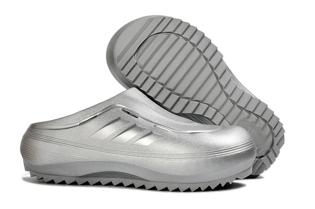 Adidas Adilette Platform Clogs Silver Metallic Slip-On Recovery Shoes JH9855