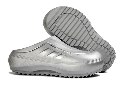 Adidas Adilette Platform Clogs Silver Metallic Slip-On Recovery Shoes JH9855