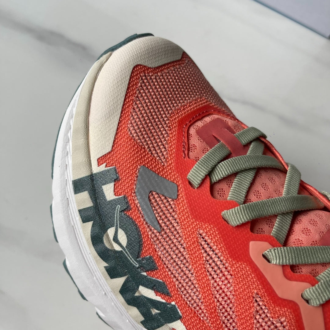 HOKA Mafate X Women Orange red | Light gray-green