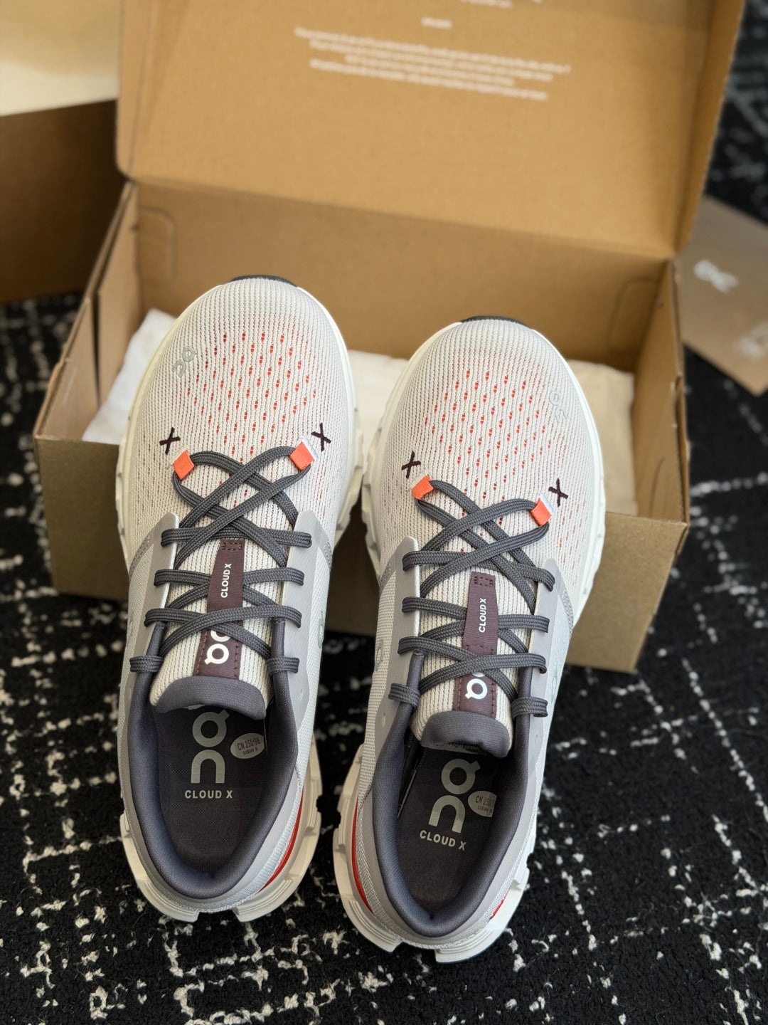 On Cloud X Light Grey Orange Mesh Cross Training Jogging Sneakers