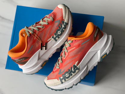 HOKA Mafate X Women Orange red | Light gray-green