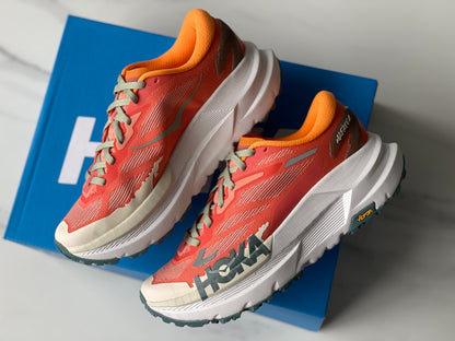 HOKA Mafate X Women Orange red | Light gray-green