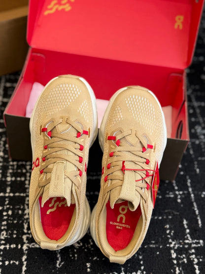 On Cloudtilt Sand Beige Knit Casual Jogging Sneakers