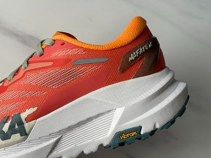 HOKA Mafate X Women Orange red | Light gray-green