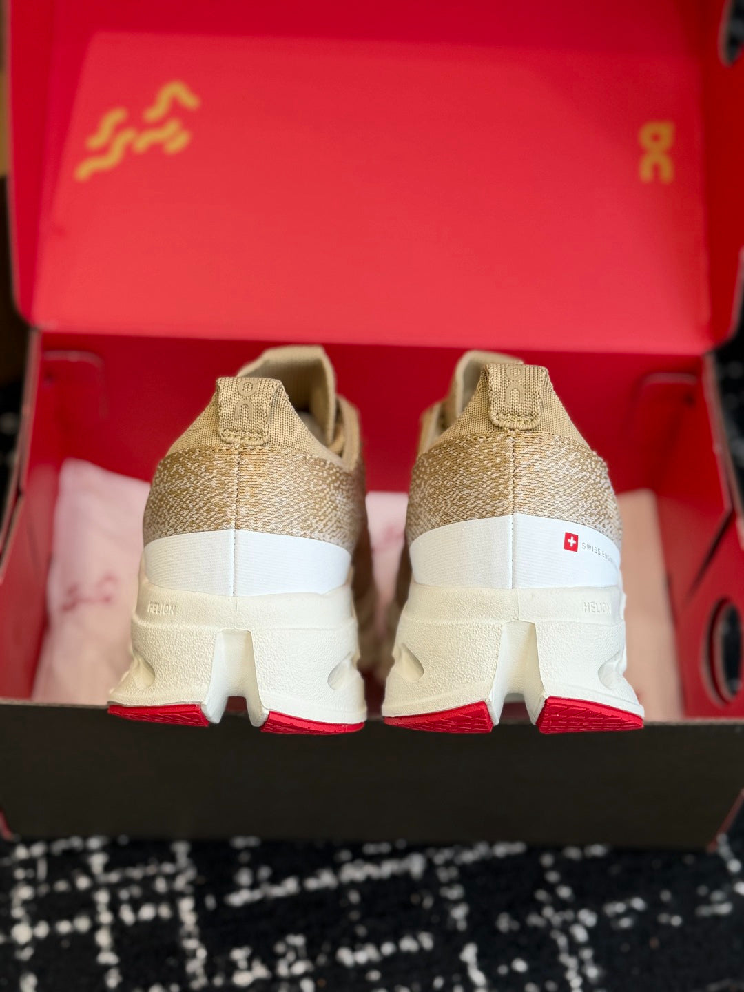 On Cloudtilt Sand Beige Knit Casual Jogging Sneakers