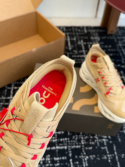 On Cloudtilt Sand Beige Knit Casual Jogging Sneakers
