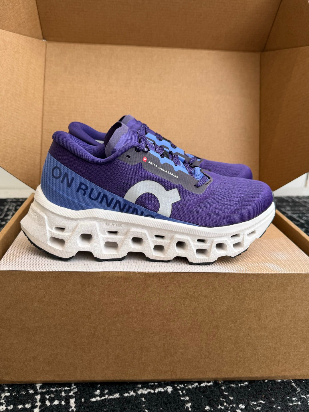 On Cloudmonster 3 Purple White Cushioned Running Sneakers