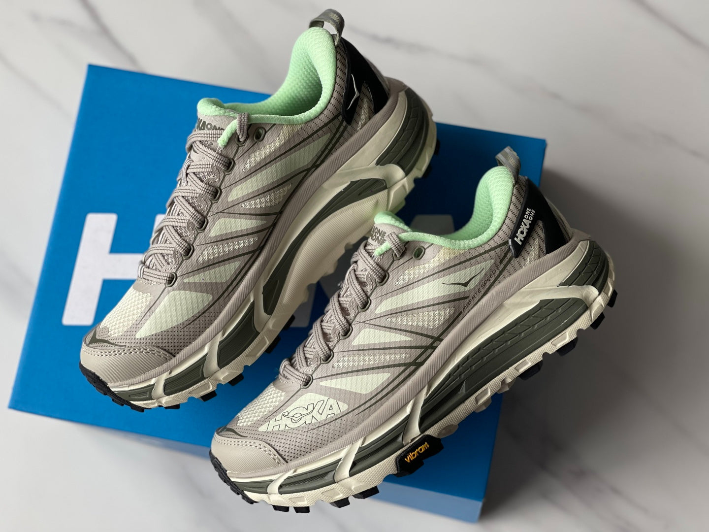 HOKA Mafate Speed 2 Oatmeal Gray | Mint Green