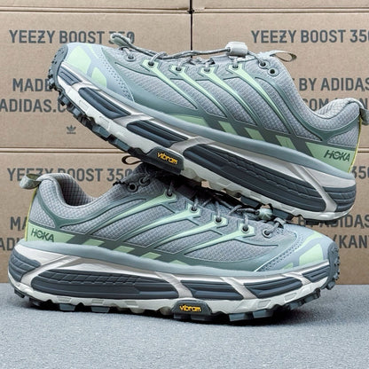 Hoka Mafate Three2 Gray-fluorescent cyan-green