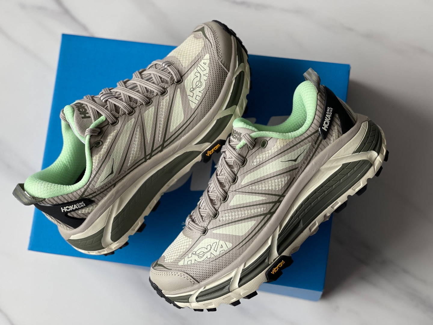 HOKA Mafate Speed 2 Oatmeal Gray | Mint Green