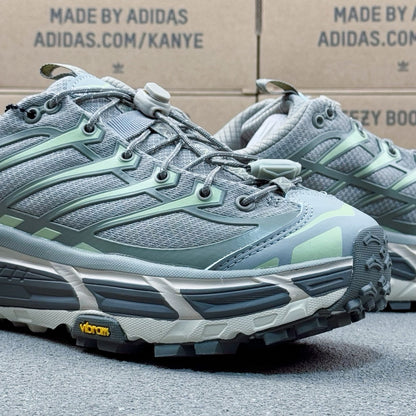 Hoka Mafate Three2 Gray-fluorescent cyan-green