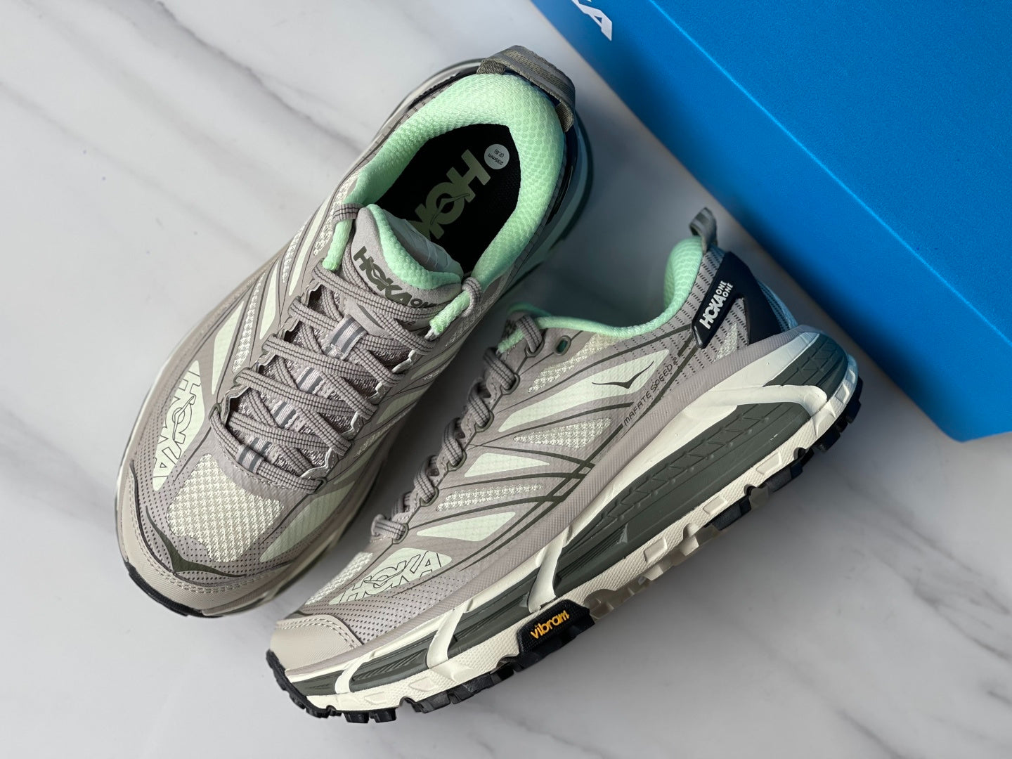 HOKA Mafate Speed 2 Oatmeal Gray | Mint Green